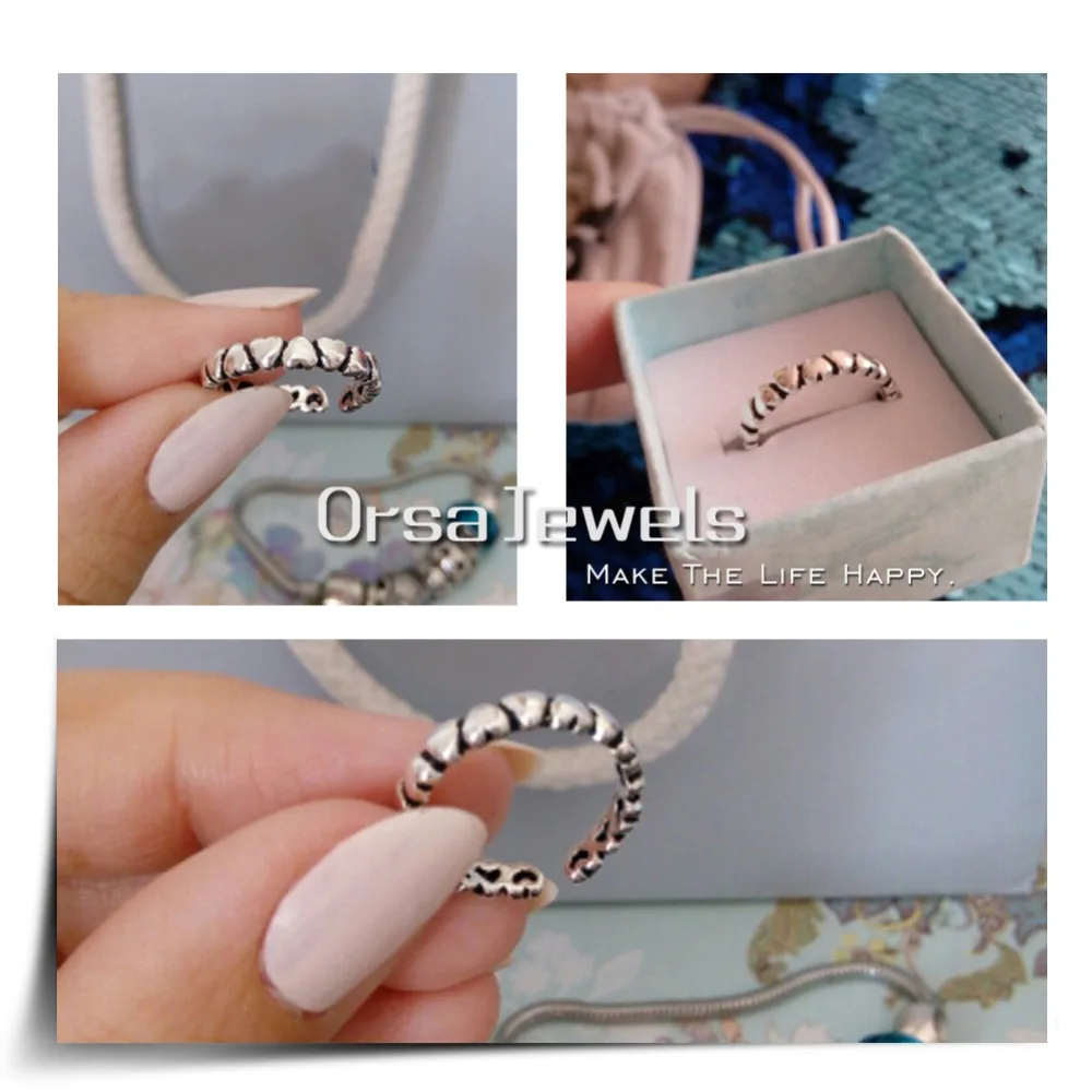 ORSA JEWELS Authentic 925 Sterling Silver Ring Heart Shape Adjustable Size For Women Rings Wedding & Engagement Jewelry PSR56