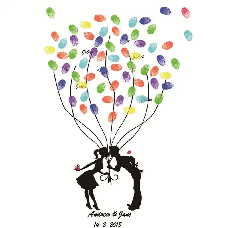 Fingerprint Painting Guest Book Home Wall Art DIY Lover Kiss Fashion