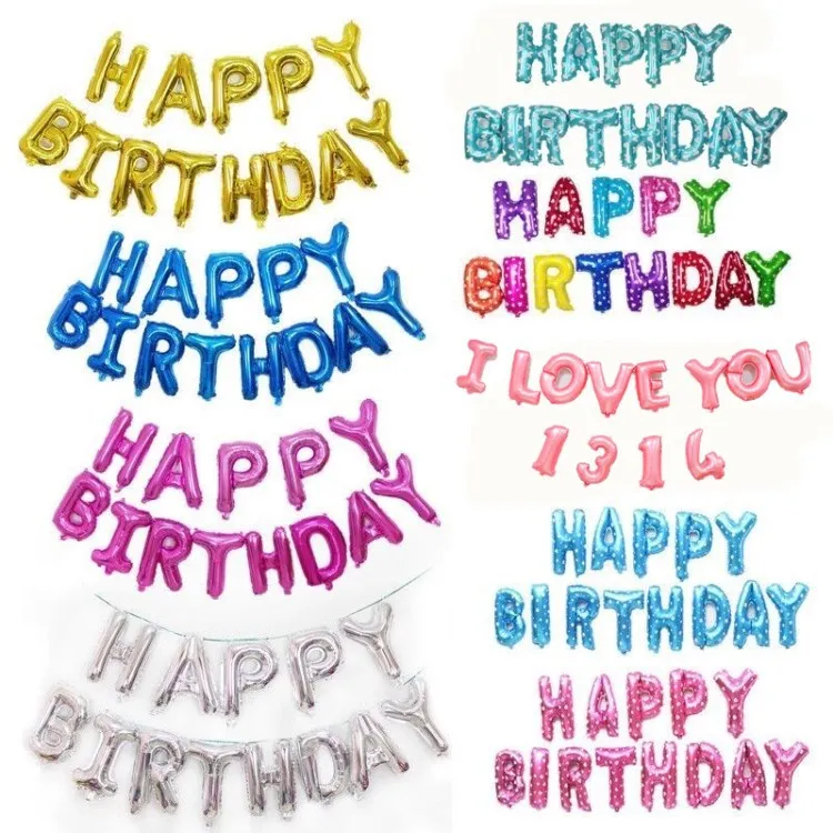 

16 Inch Happy Birthday Foil Letter Balloon Banner Party Decorations