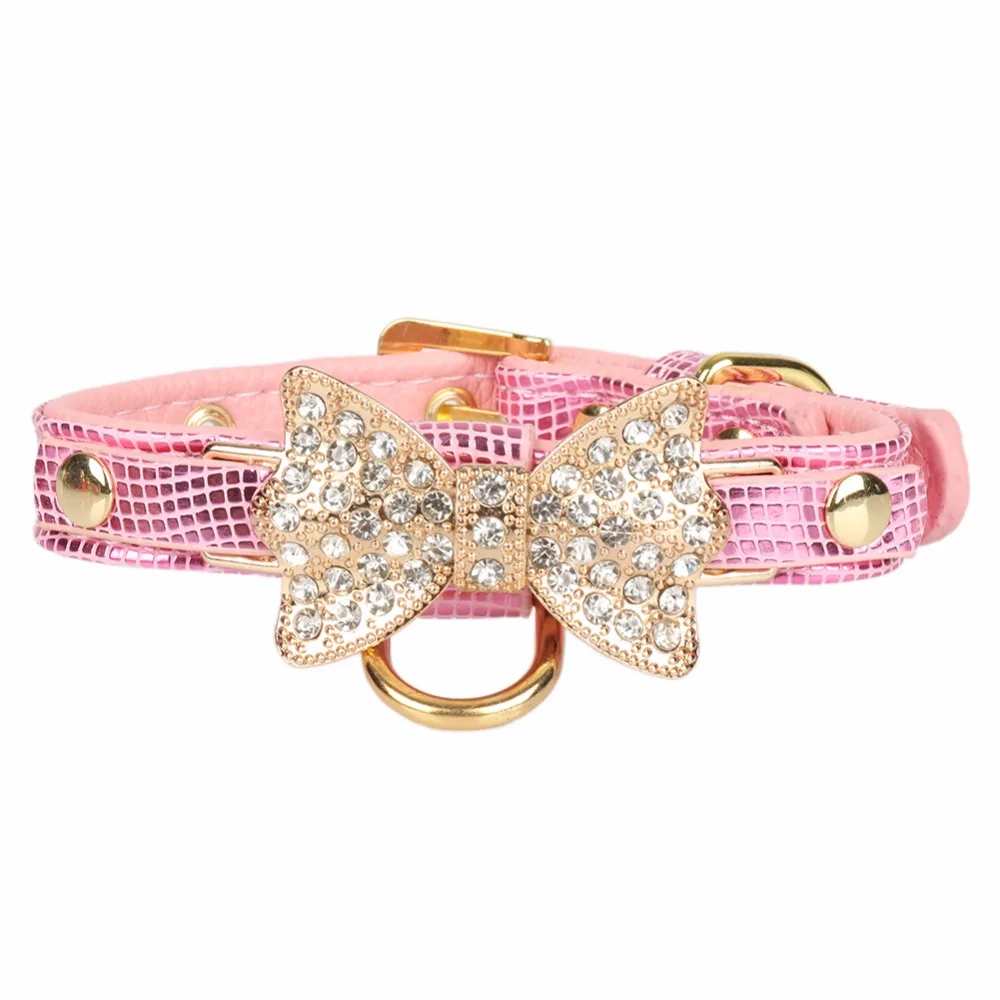 Cats Collars Dogs Rhinestone Bow Kitten Product Accessories For Pet Necklace Cat-Collar Supplies katten halsband collier chat