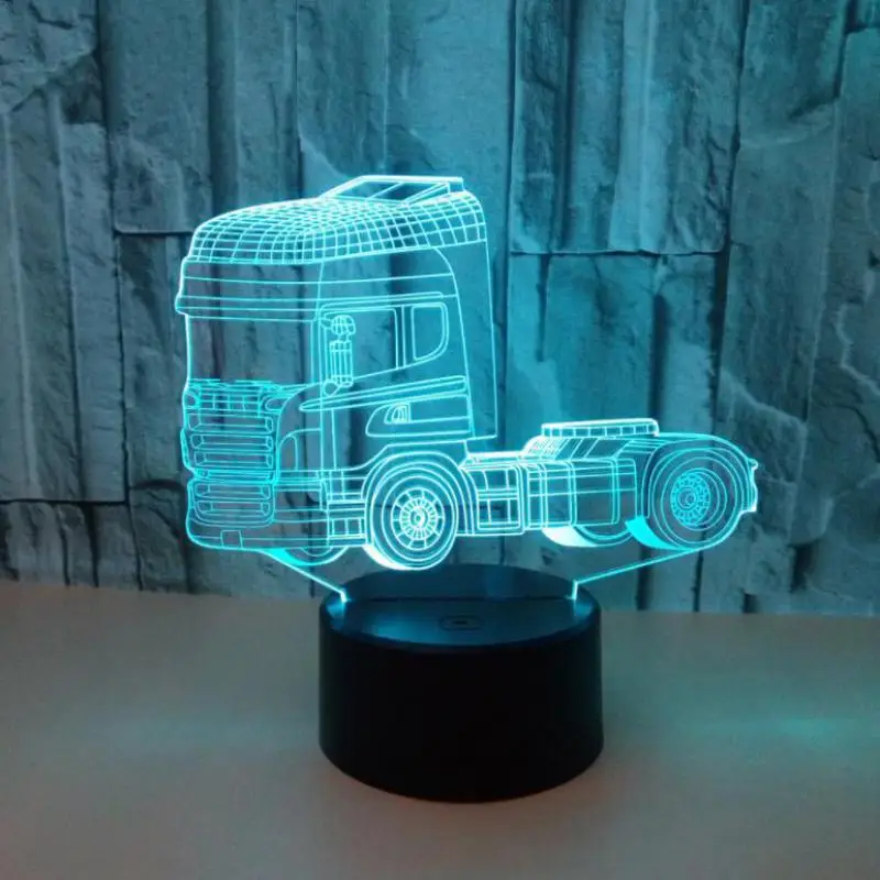 Candeeiros de Mesa Lâmpada de Mesa Decoração do Quarto das Crianças 3d para Sala de Estar Luz da Noite Recipiente Carro Estéreo Quarto Lâmpada Led Criativo 3d 16 Recipiente Carro 3d Estéreo Candeeiros De Mesa
