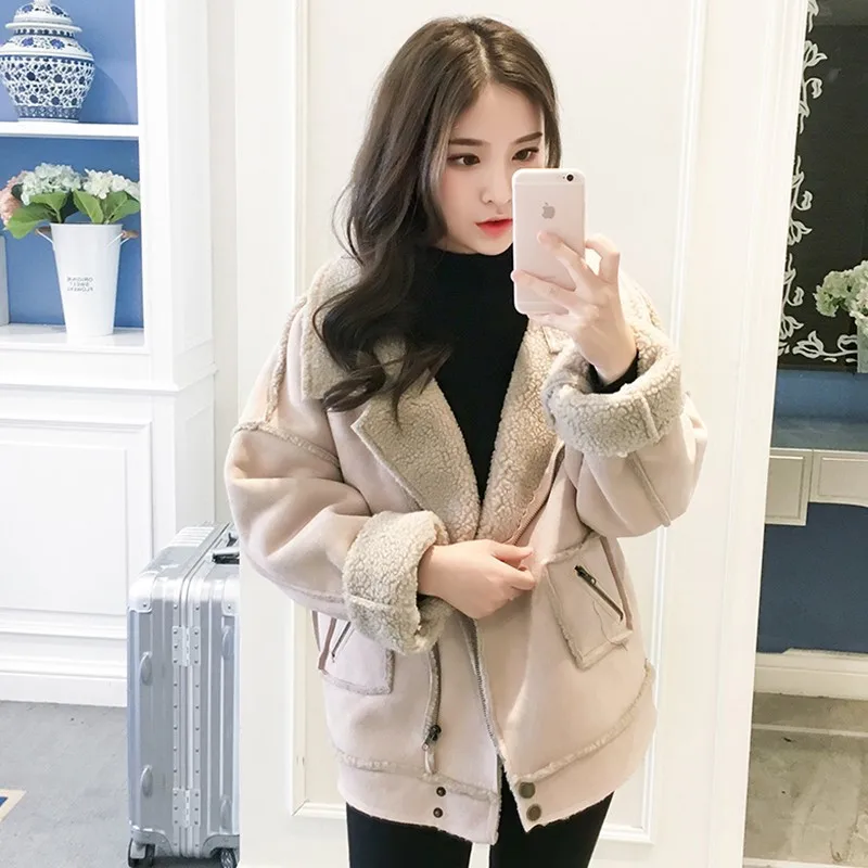 autumn winter clothing new Korean deer velvet lamb fur collar jacket female short paragraph fur one thick bomber jacket women autumn winter clothing new Korean deer velvet lamb fur collar jacket female short paragraph fur one thick bomber jacket women