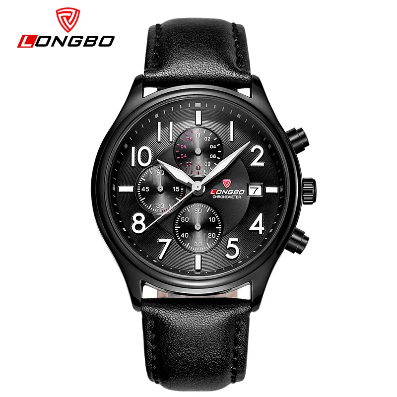 

LONGBO New Luxury Brand Men Leather Watch Sports Quartz Watches For Men Male Casual Clock Military Watch Relogio Masculino 80173