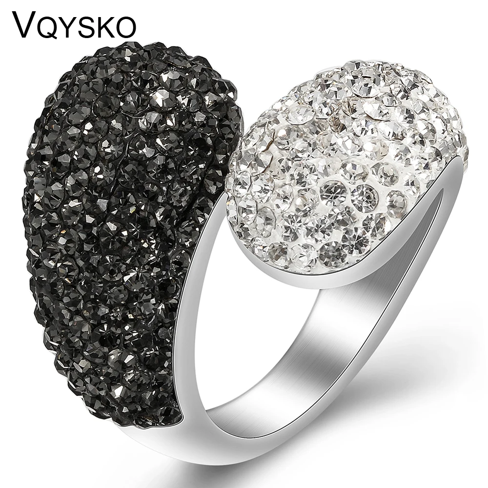 Модное Ювелирное кольцо из нержавеющей стали 316L с кристаллами, женские двойные круглые кольца с кристаллами для свадебной вечеринки, аксессуары