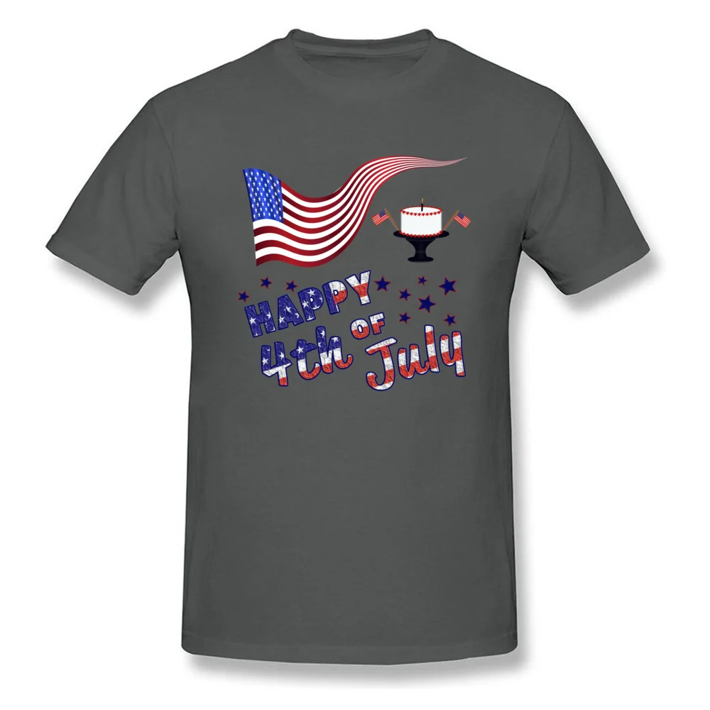 Casual Short Sleeve Tops Shirt VALENTINE DAY O Neck 100% Cotton Young T Shirt Normal Casual Tee-Shirts Graphic Happy 4th of July Flag Cake Independence Day carbon