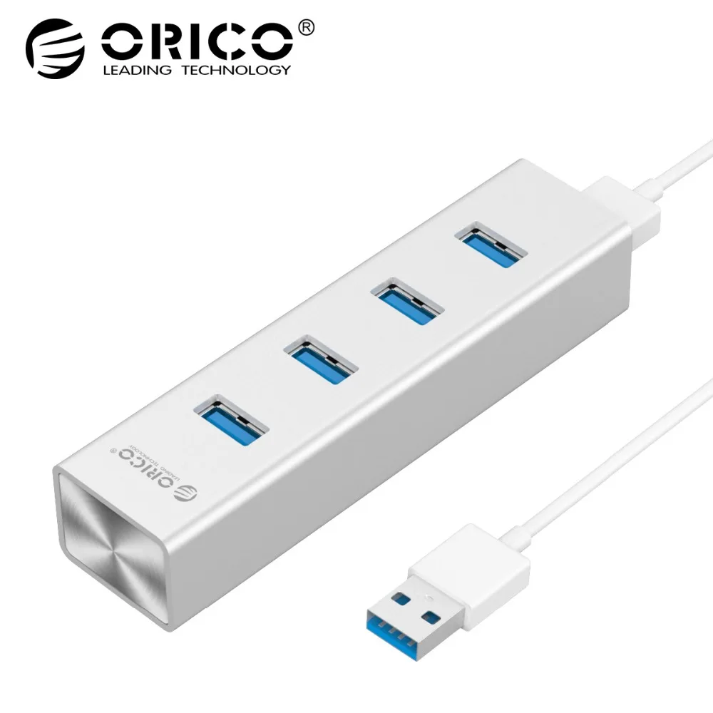 

ORICO H4013-U3-SV Aluminum 4 Port USB3.0 Hub for Your Mac Notebook - Silver