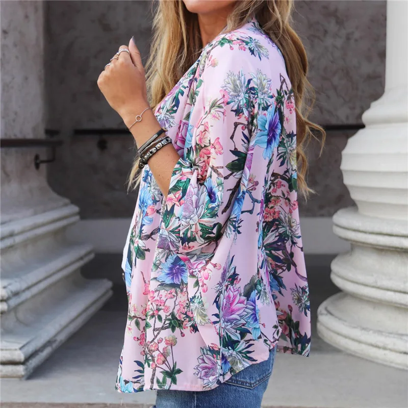 Gladiolus Summer Shirt Women Half Sleeve Floral Print Loose Kimono Cardigan Blouse Womens Tops And Blouses Blusas Mujer De Moda (21)