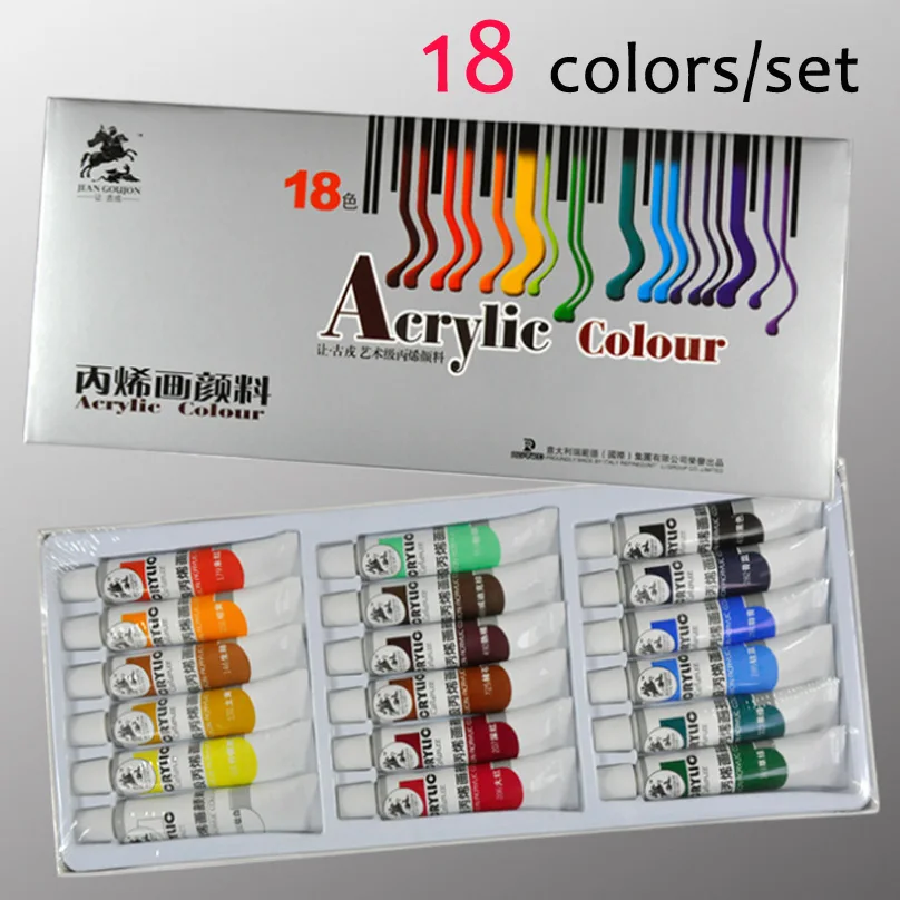 18 colors 12ml Textile Fabric Paints set Cloth painting Acrylic paint Drawing Art pen set Deco Art