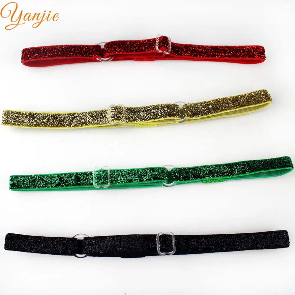 15pcs/lot 3/8"(10mm) Shimmery Glitter Elastic Adjustable Headband For