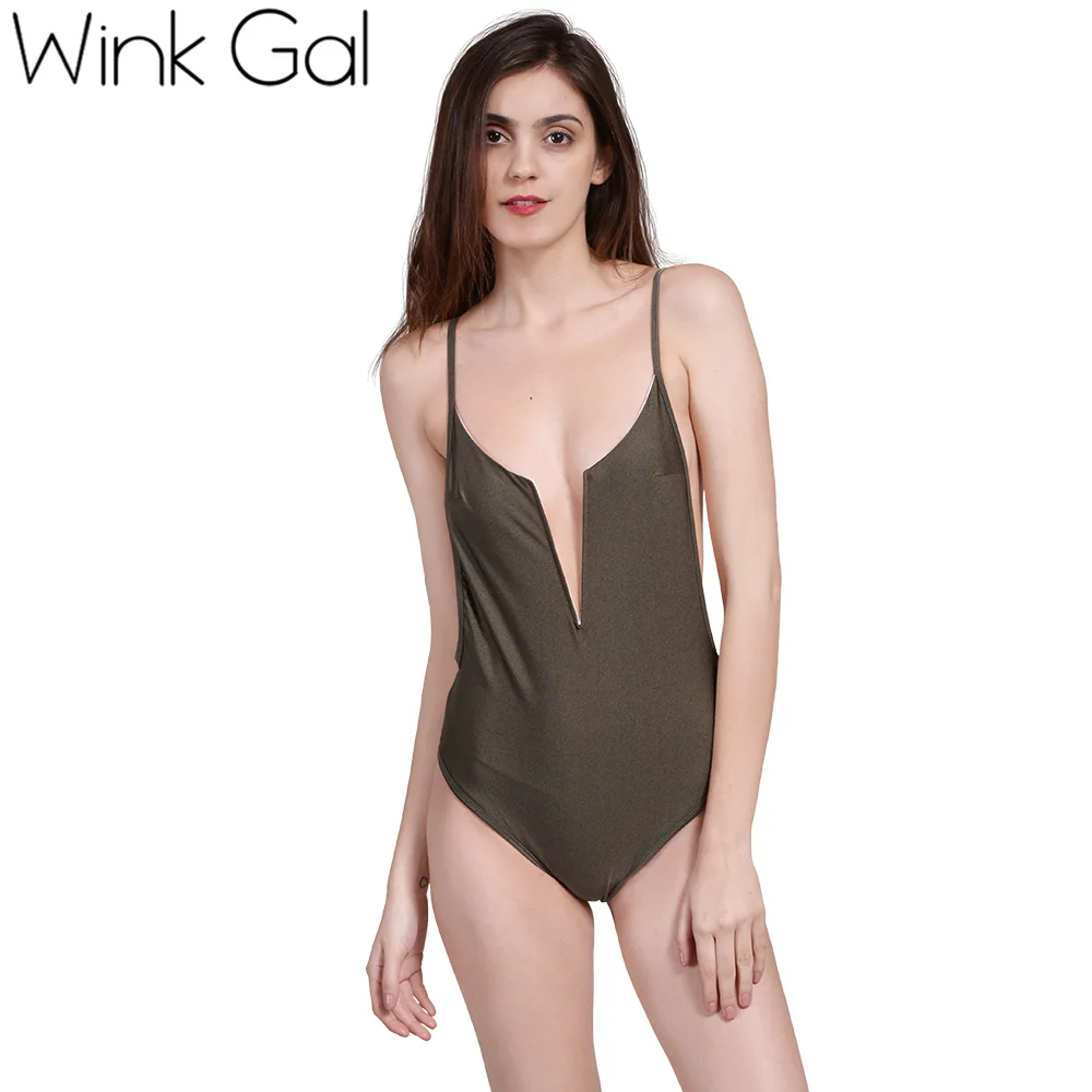 

Wink Gal Sexy Rompers Bodysuit Solid Sleeveless Overalls Bodysuits for Women Beachwear Hot Bodycon Playsuit 3502