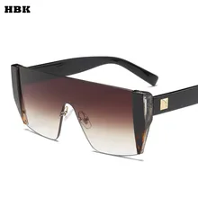 HBK, квадратные роскошные солнцезащитные очки, фирменный дизайн, для девушек, негабаритные оттенки, солнцезащитные очки для женщин, Золотая оправа, Зеркальные Солнцезащитные очки для женщин