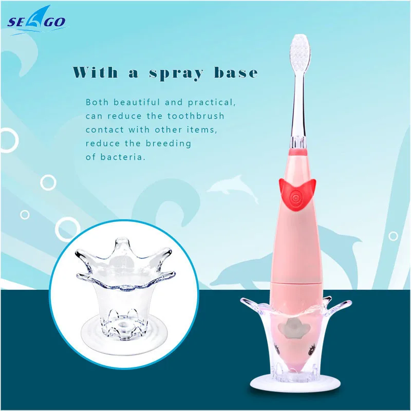 

2PCS Cartoon Dolphin Baby Music Electric Toothbrush LED Teeth Timer Brush Dental Care with 4pcs Replacement Heads Oral Hygiene