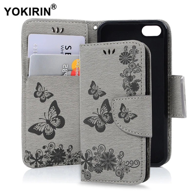 YOKIRIN Leather Flip Phone Case For iPhone 5 5S SE Embossed Big Butterfly Stand PU Wallet Shell With Card Slot | Мобильные телефоны