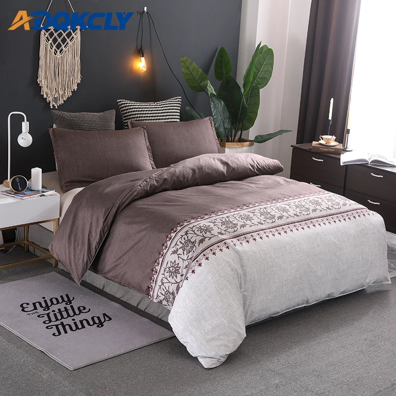 

ADQKCLY Modern Elegant 2/3pcs Bedding Set Brown Color Microfiber Printed Quilt Comforter Cover with Pillowcase Set 7 sizes