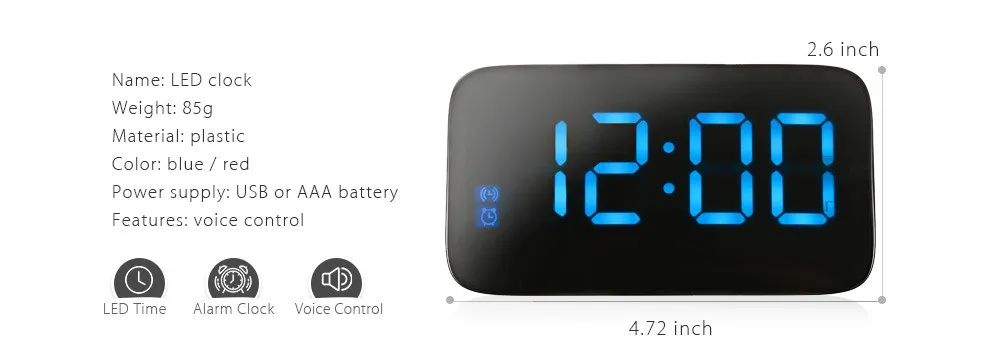 LED Alarm Clock Large LED Display Voice Control Electronic Snooze Backlight Desktop Digital Table Clocks Watch With USB Cable9