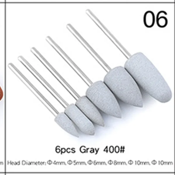6 шт. резиновый кремниевый Фрезер для ногтей, фрезы для маникюра, фрезы для роторных заусенцев, гибкий полировальный станок, электрическая пилка для ногтей, инструменты для дизайна - Цвет: 06-6Pcs