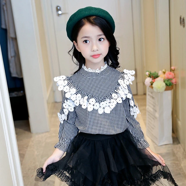 Baby Girls Blouses Fashion Plaid Long Sleeve Shirts Little Girl Spring