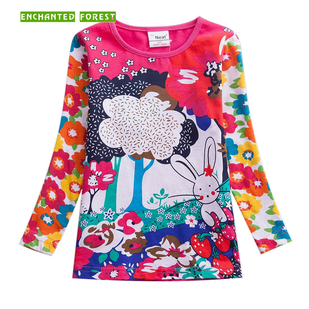 

Girls T-shirt 2019 Spring Long Sleeve Children's Clothes Cotton Print Cartoon Flowers Girls T-Shirt Comfort T-Shirt Kids Tops