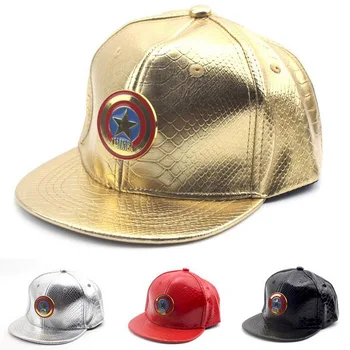 

2016 Korean leather Flag captain Children Hip Hop Baseball Cap autumn Sun Hat Boys Girls waterproof snapback Caps