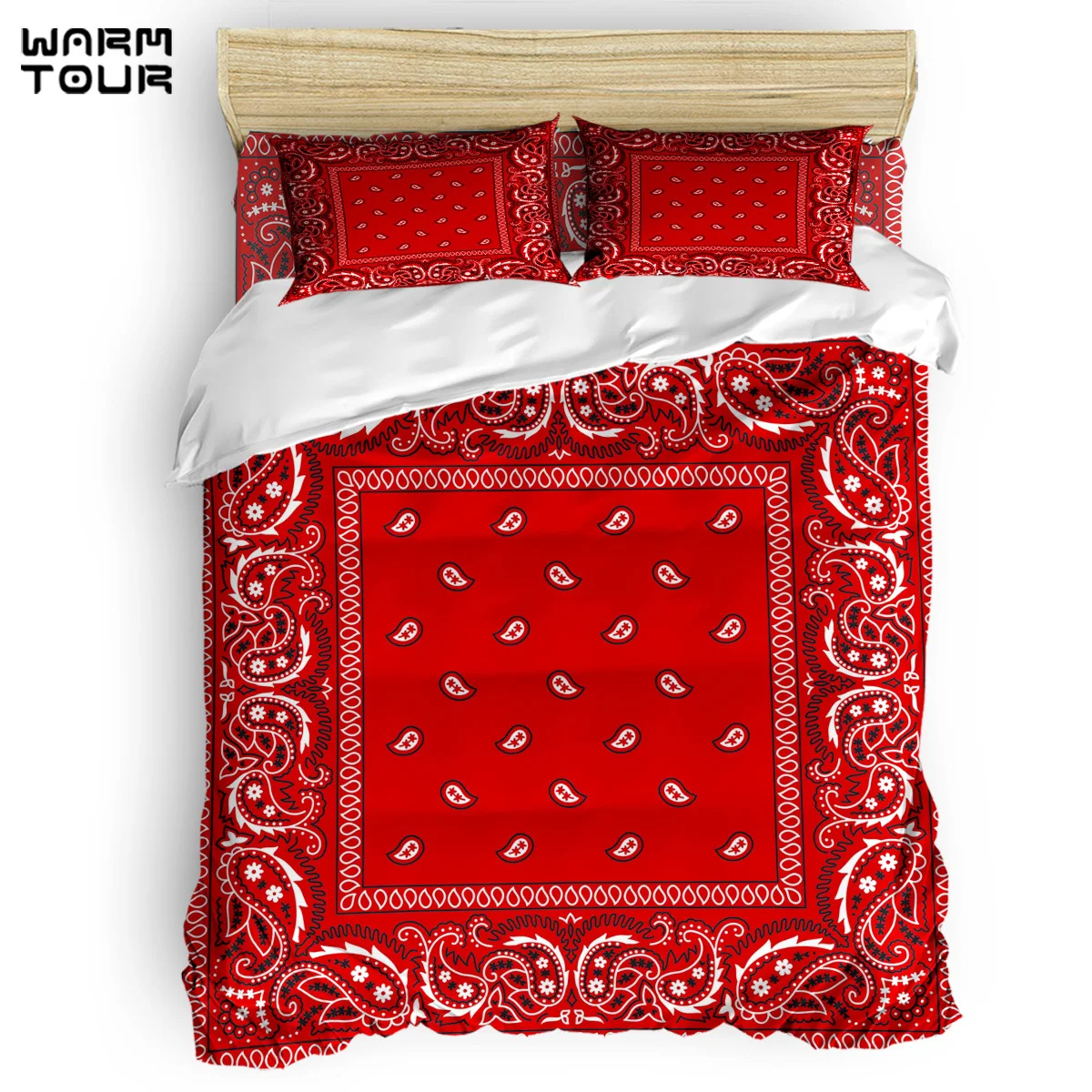 Warmour пододеяльник Пейсли бандана Красный юго западный бохо набор 4 шт постельные