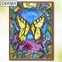 OUYIJIA 5D DIY Алмазная картина полный квадрат Бабочка птица цветы алмазная картина стразы, вышивка, мозаика продажа животных