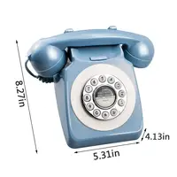 blue retro home telephone MS-300 Blue Retro Home Telephone Europe America Landline Rotating Turntable Button Redial Hotel Family Telephone 1960s EU / US (2)