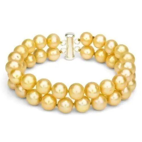 

002015 2 ROW 7.5-8 INCH 9-10MM GENUINE SOUTH SEA GOLDEN PEARL BRACELET