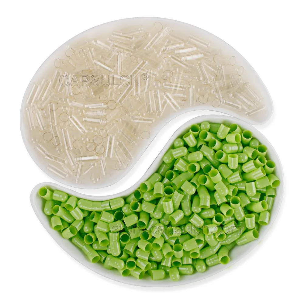 

Free Shipping!!! Size 2 5000 Pieces / Carton Empty Separated Gelatin Capsules Light Green Transparent Colored