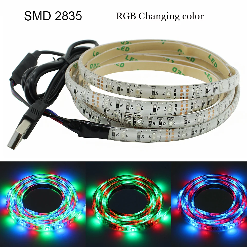 Tanbaby DC5V USB LED strip 5050 /2835 SMD Flexible tape Light 1M 2M 3M