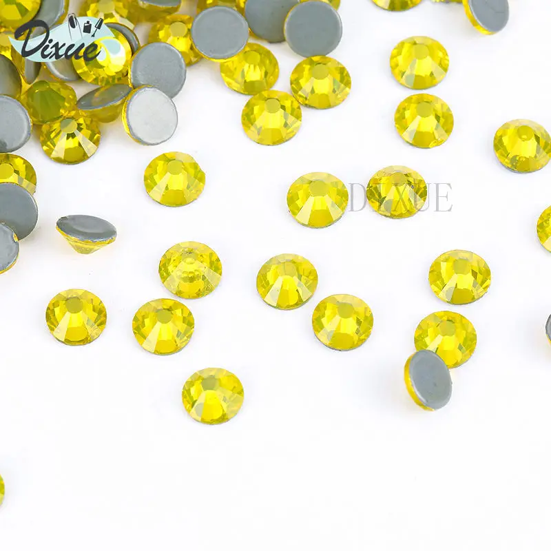 

Hot Fix Rhinestones Glass Stones Small Light yellow Crystal Flatback Rhinestones Hotfix Stones For Clothes Dresses