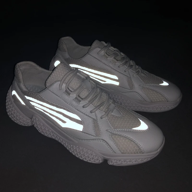 

2019 Genuine Leather Mesh Shining Summer White Chunky Sneakers Mens Men Shoes Platform Flats Tenis Masculino Zapatillas Hombre