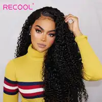 Recool Kinky Curly Lace ด้านหน้าวิกผม Pre Plucked 360 ลูกไม้ด้านหน้าวิกผม 180 ความหนาแน่น 250 บราซิล Curly ลูกไม้ด้านหน้าวิกผม
