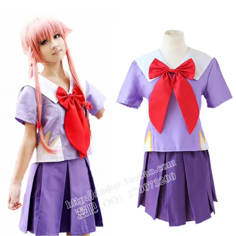 Дневник будущего Gasai Yuno Mirai nikki 2-й косплей костюм + носки аксессуары для волос 11 |