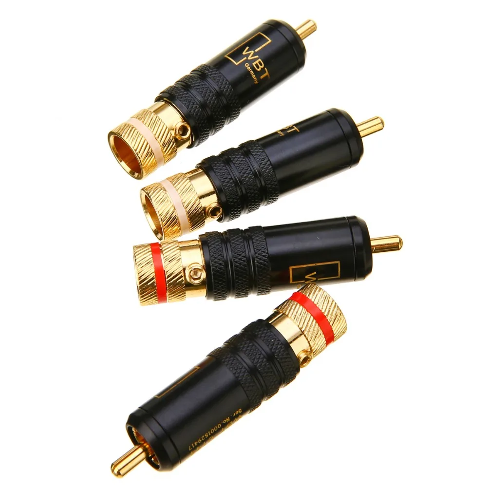 

4pcs/Lot Mayitr Durable Gold Color Copper RCA Connector Plug Screws Tighten Soldering Audio Video WBT Plug 53mm*13mm