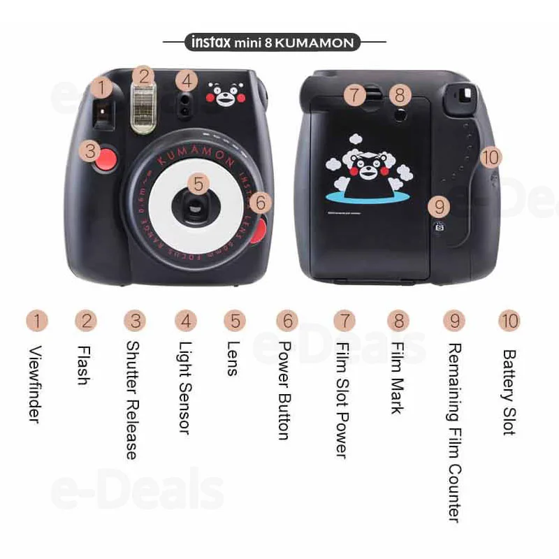 Набор камер Fujifilm Instax Mini 8 KUMAMON мгновенная камера Kumanon с пленкой + блокнот наклейки