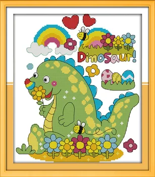 

Dinosaur Paradise Canvas DMC Counted Cross Stitch Kits printed Cross-stitch set Embroidery Needlework