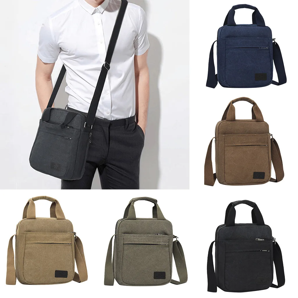 Мужские модные холщовые одноцветные сумки, деловая сумка на плечо, сумки-мессенджеры, мужские сумки, сумки для ноутбука, тоут, портфели 7