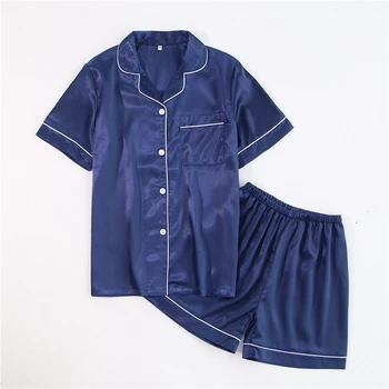 

Silk Pajamas Summer Short Pajamas for Women and Men Couple Nightwear Silk Pijama Satin Pyjama Sleepwear Set