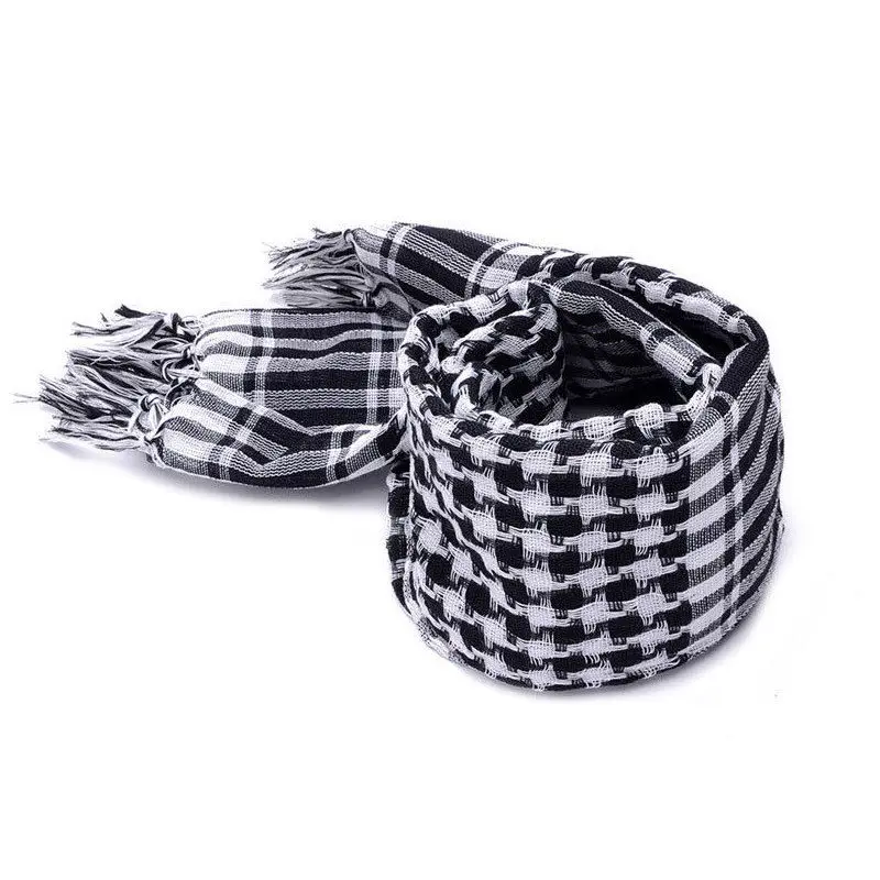 New Lightweight Military Arab Tactical Desert Scarves Army Outdoor Square Plaid Men Scarf - Цвет: black and white