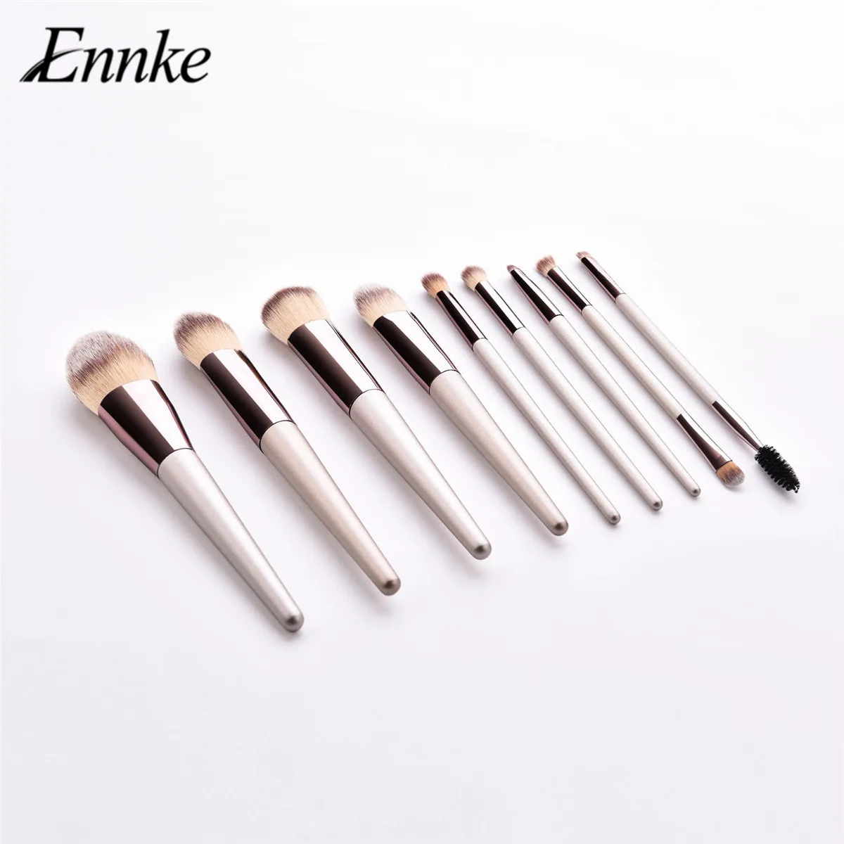 ENNKE Makeup Brushes Champagne Gold 9 Pcs/Lot Eyelash/Eyebrow Double Head Eye Beauty Brushes Highlight Concealer Cosmetic Tools
