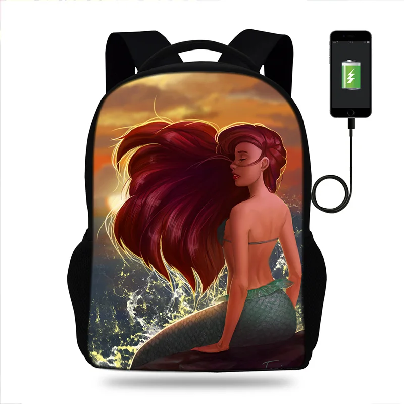 Мультфильм Русалочка ортопедический рюкзак женские школьные сумки Mochila для