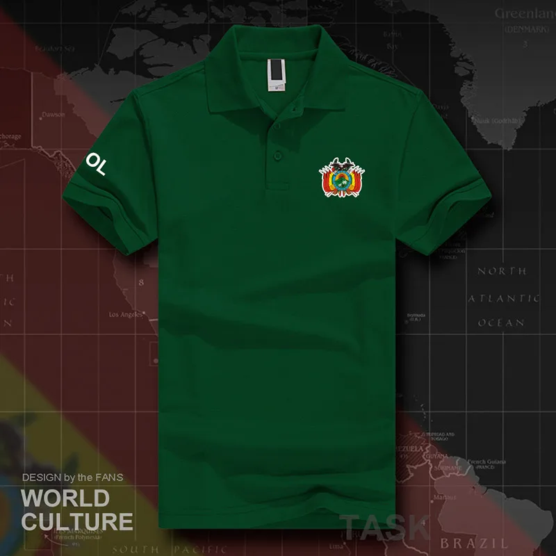 Многонациональный штат Боливия BOL рубашки поло мужские с коротким рукавом белые бренды с принтом для страны хлопок Национальный эмблема Новинка - Цвет: polo-green