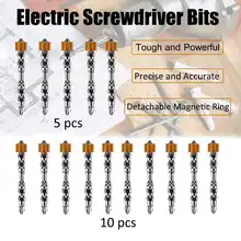 65mm Phillips Electric Screwdriver Bit Set PH2 Double Head Hex Shank With Magnetic Ring Electric Drywall Screws 5/10pcs/set