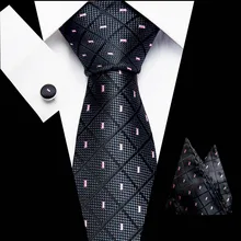 Мужские галстуки Роскошный Синий Шелковый Галстук Пейсли с Ханки галстук набор запонки Buisness Жаккардовый трикотажный галстук
