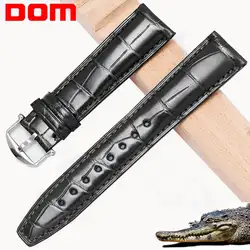 DOM ремешки для часов из натуральной кожи аллигатора, ремешки для часов для мужчин и женщин, аксессуары для часов 20 мм, 21 мм, 22 мм, черный