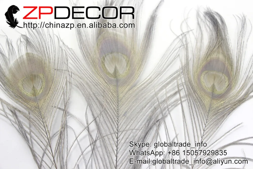Zpdecor 50 pcslot 25-30 см(10-12 дюймов) галстук-бабочка с фабрики серый павлин украшения из перьев