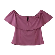 Sexy High Street Women’s Off Shoulder Deep V-Neck Solid Ruffles Tops Shirts Short Sleeve Shirt Casual Blouse Loose shirt Wear