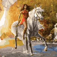 Безрамная живопись по номерам краска по номеру для домашнего декора ПБН для гостиной 4050 верховая лошадь