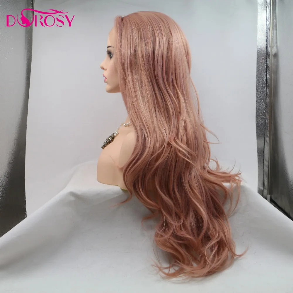 DOROSY волосы термостойкие волокна безклеевой натуральный волос волна полностью парики для женщин Смешанные Розовый Синтетический Парик