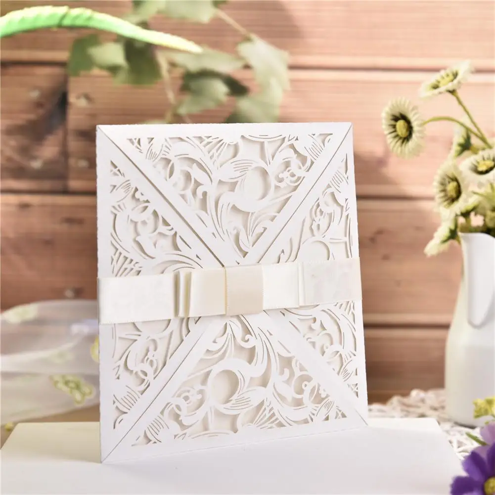 

10PCS European Style Elegant Delicate Carved Lace Wedding Party Invitations Cards Wedding Decoration
